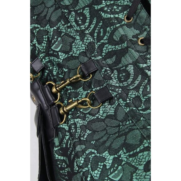 Women First Green Steampunk Vintage Spiral Steel Boned Corset Bustier - Picture 5 of 7